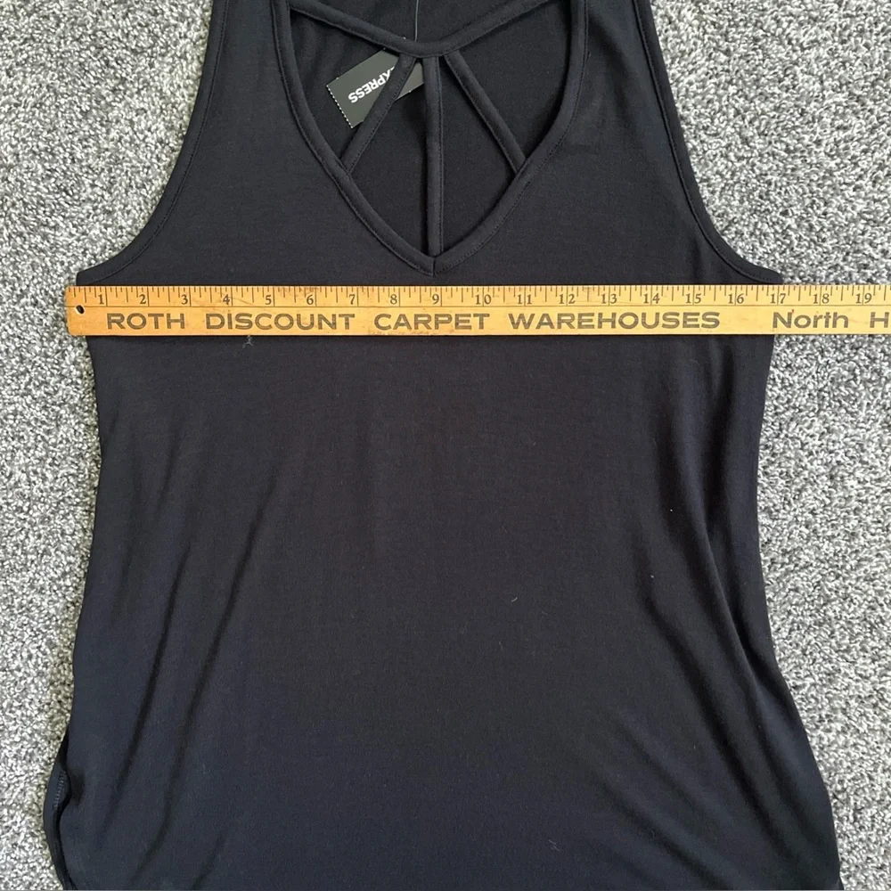 NWT Express One Eleven Strappy Black Tank Top Shirt Size XS Side Slits - Picture 10 of 13